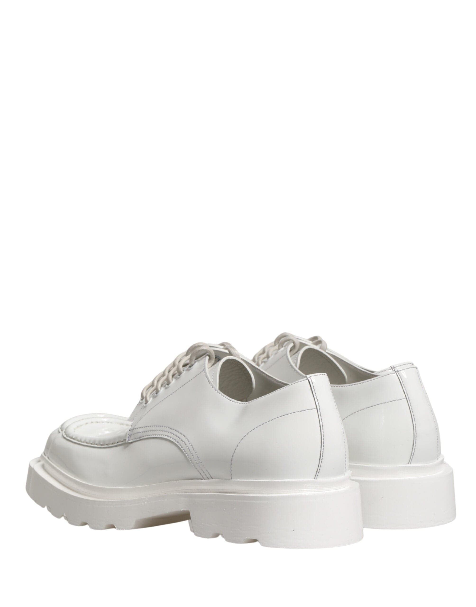 Dolce & Gabbana Zapatos Derby de cuero blanco con suela gruesa