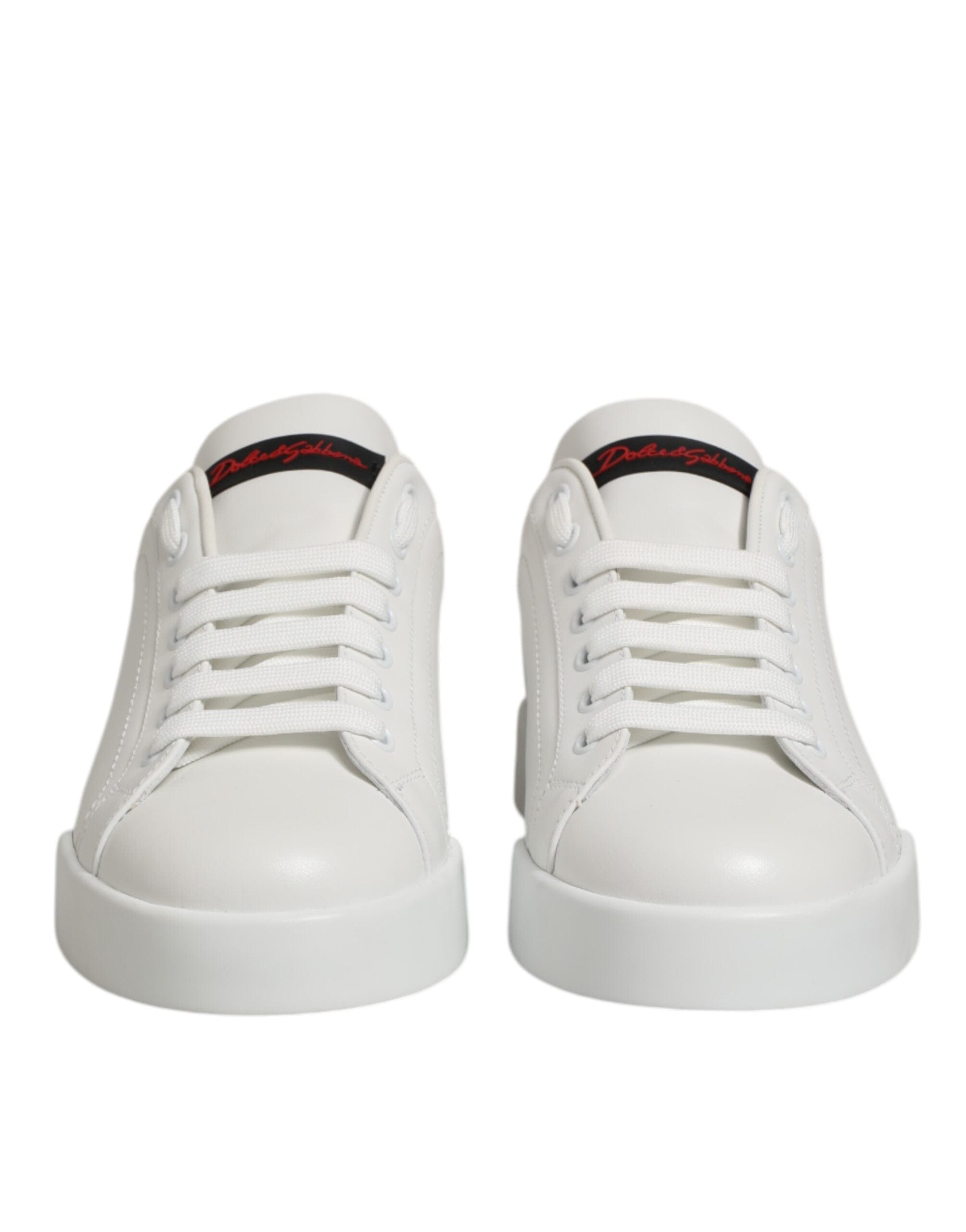 Dolce & Gabbana White Leather Lace Up Low Top Sneakers Shoes