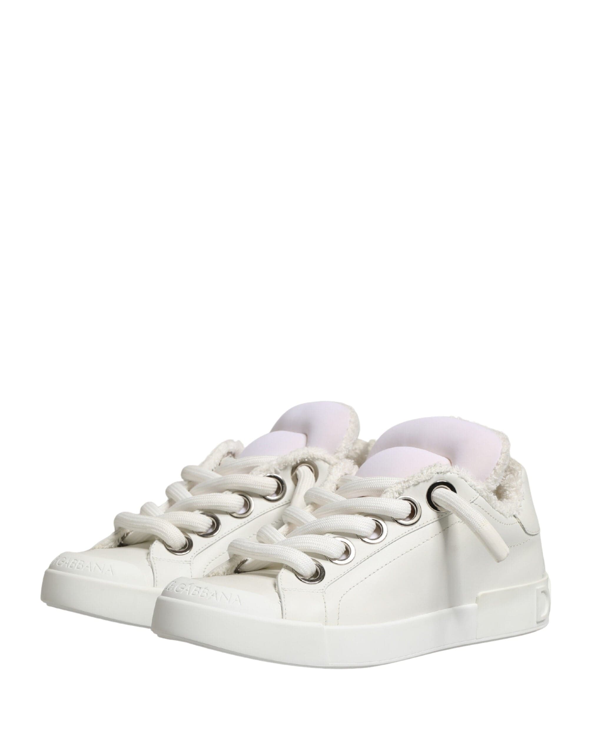 Dolce & Gabbana White Shearling Low-Top Sneakers - alternate view