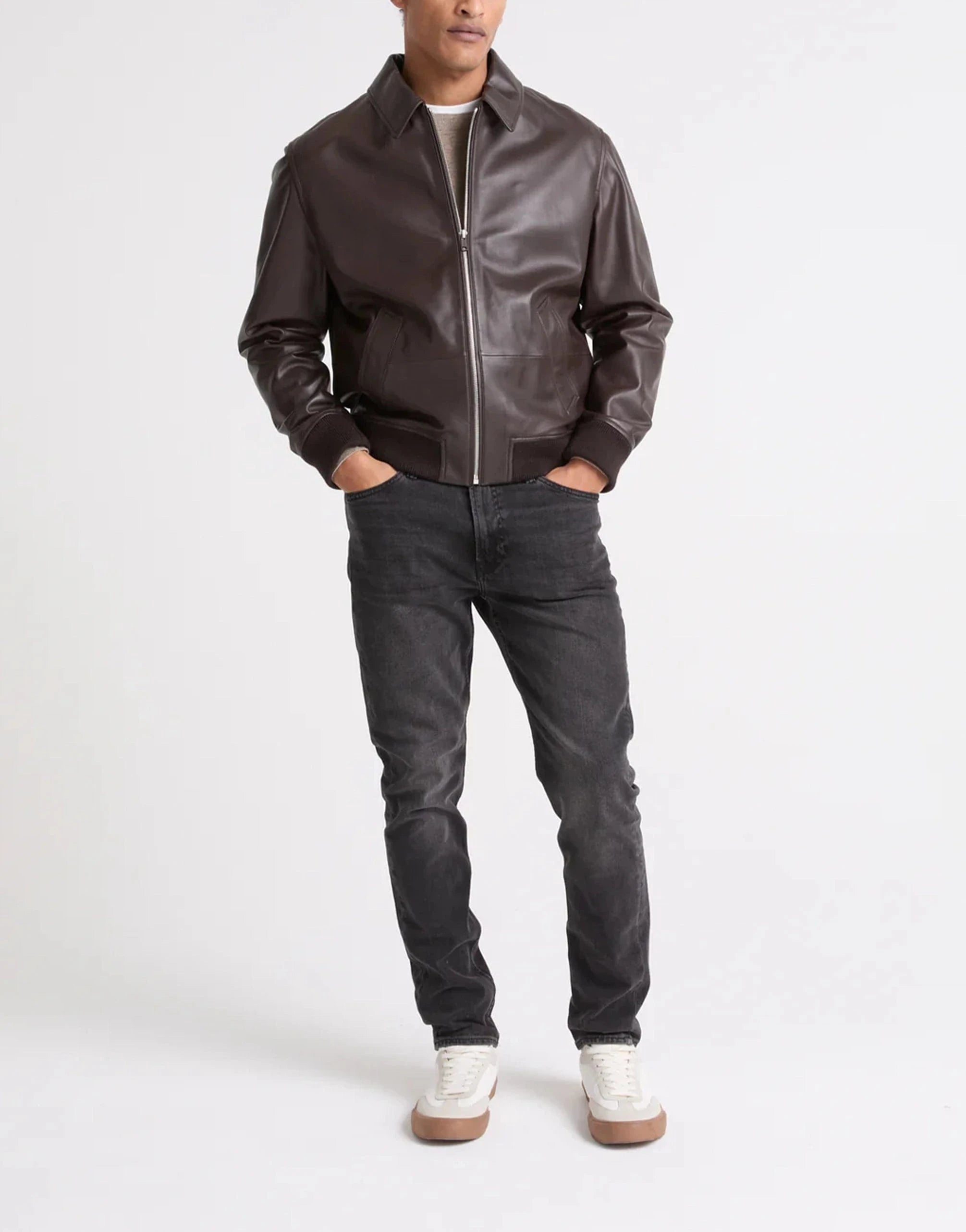 Yves Salomon Leather Aviator Jacket