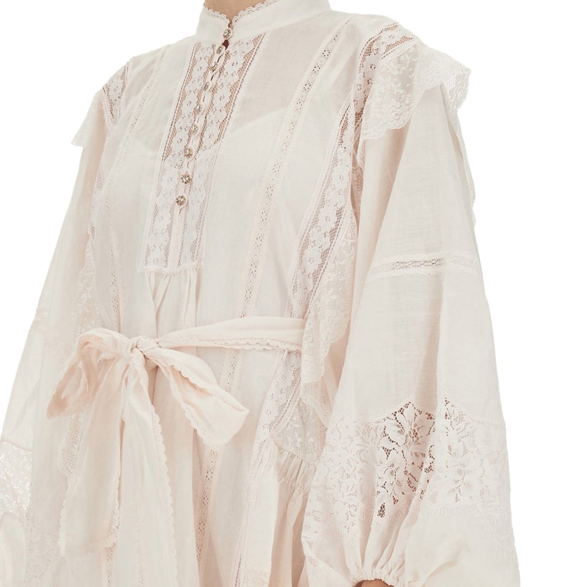 Zimmermann Lace Mini Dress With Waist Tie