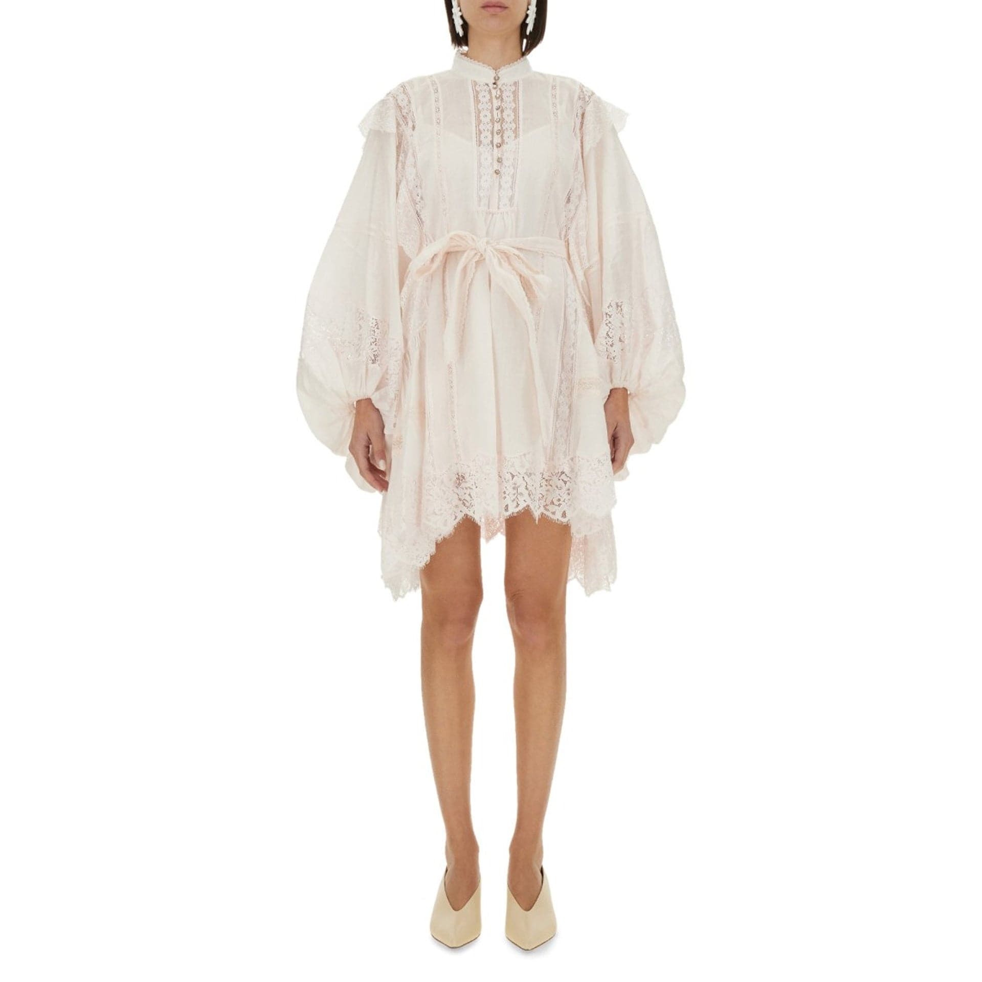 Zimmermann Lace Mini Dress With Waist Tie