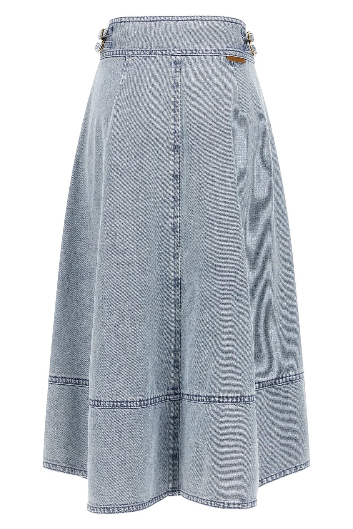 Zimmermann Zimmermann Light Blue Denim Midi Skirt