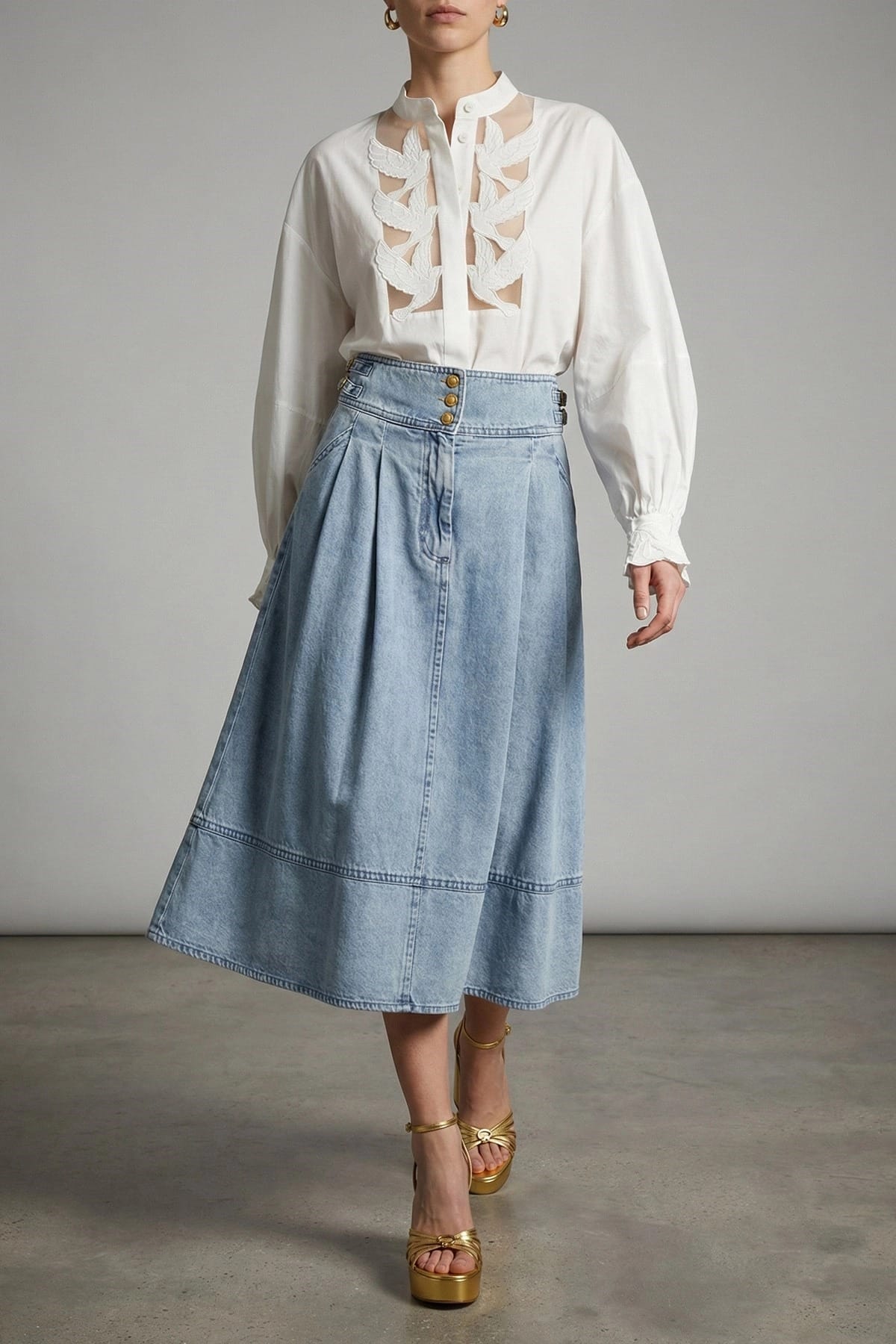 Zimmermann Light Blue Denim Midi Skirt - alternate view