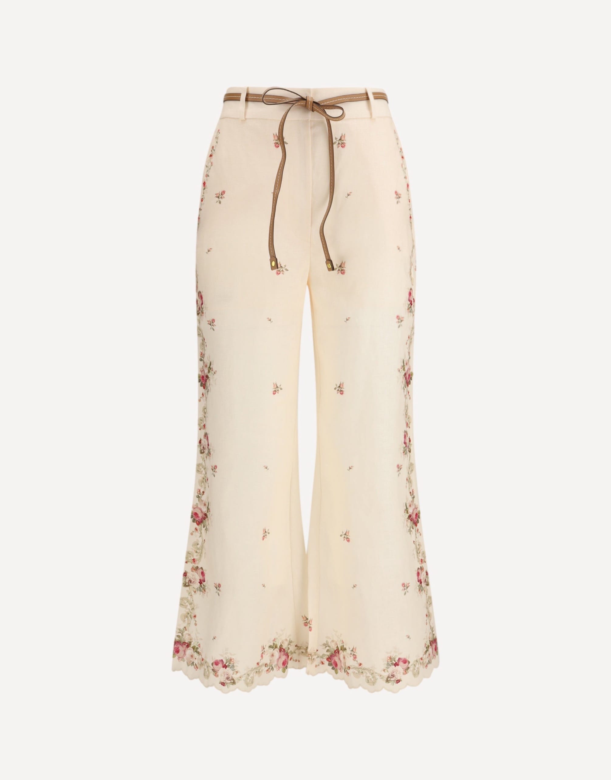Zimmermann Patience Floral Linen Flared Pants