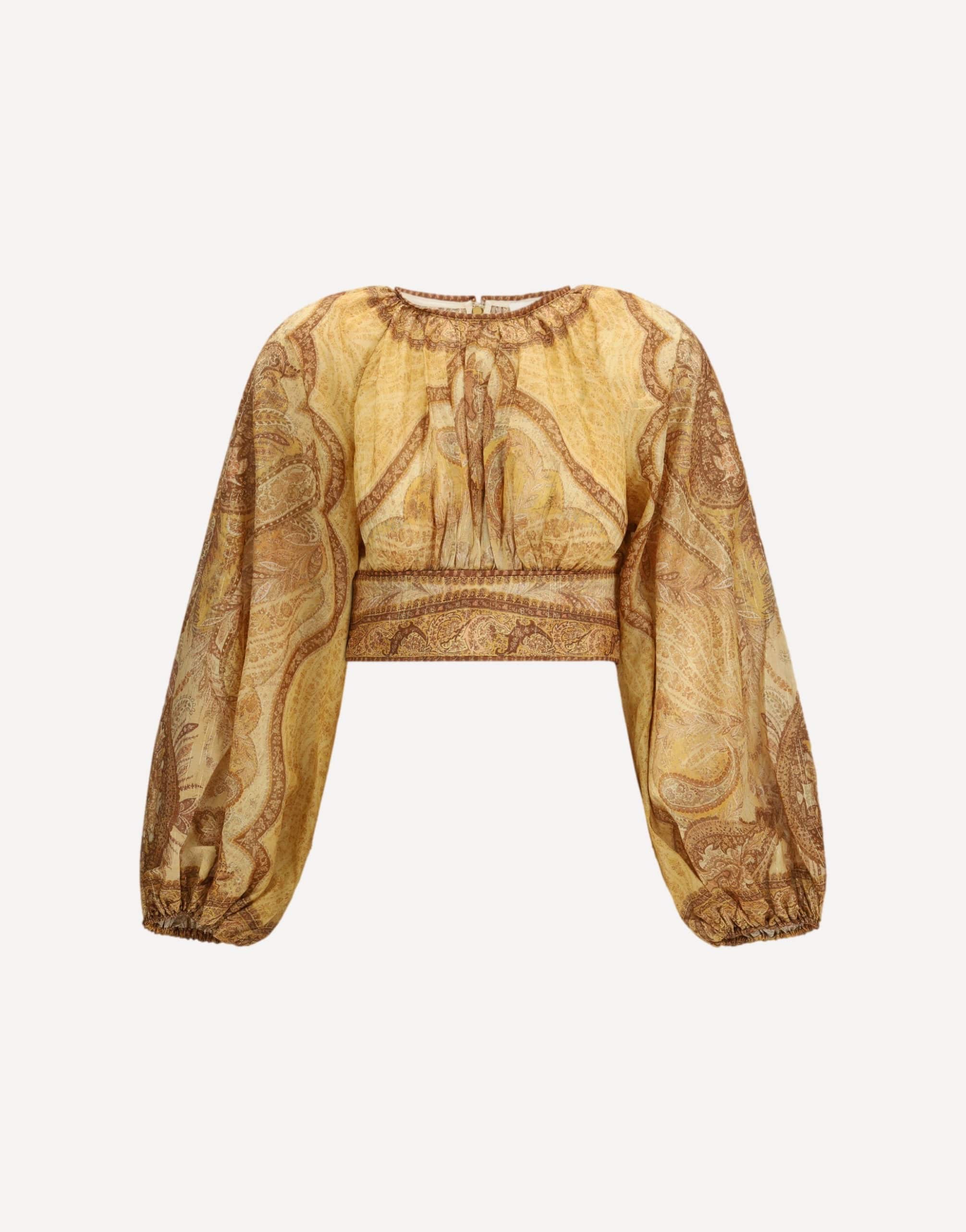 Zimmermann Wanderlust Cropped Printed Blouse