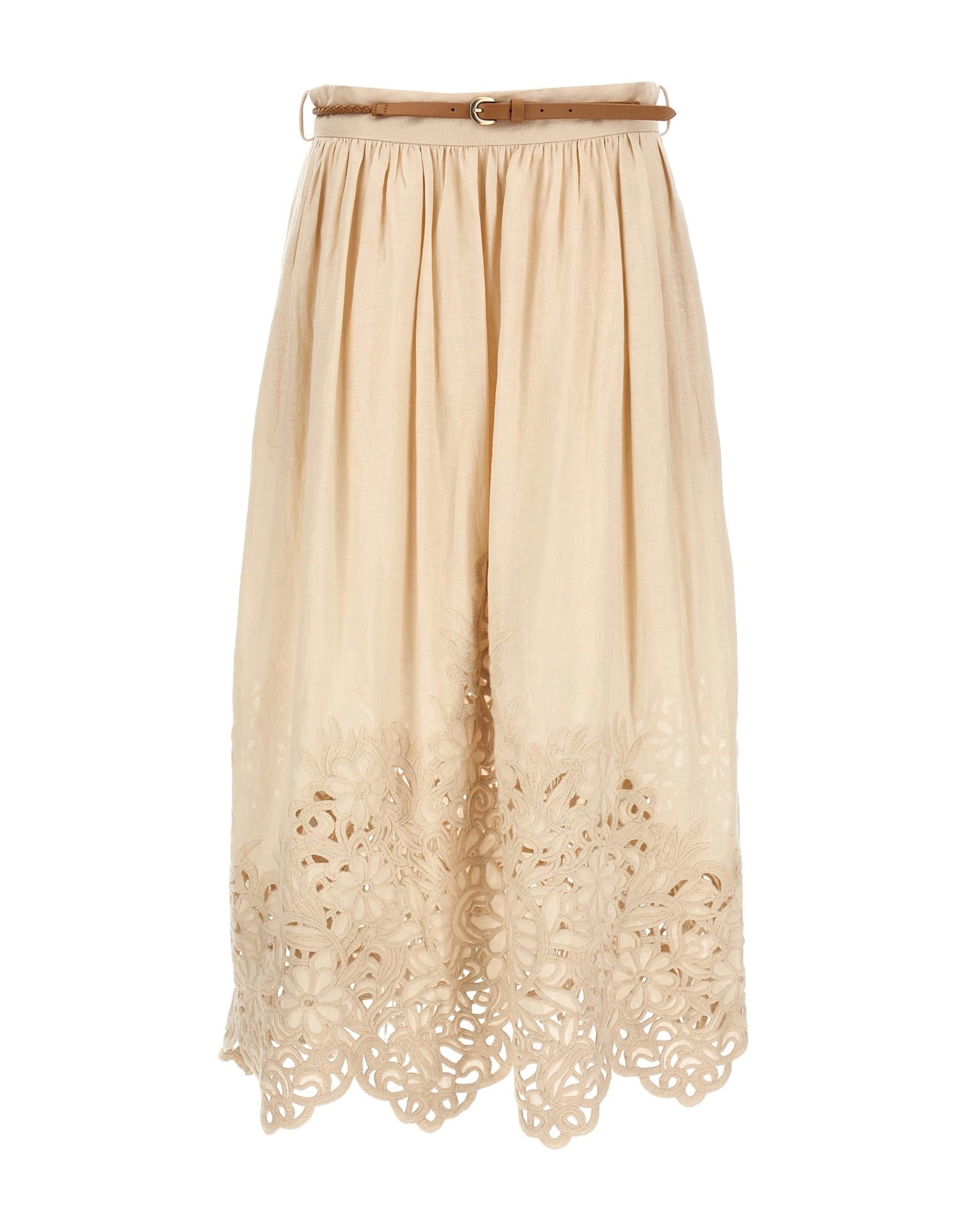 Zimmermann Zimmermann Wylie Embroidered Linen Skirt