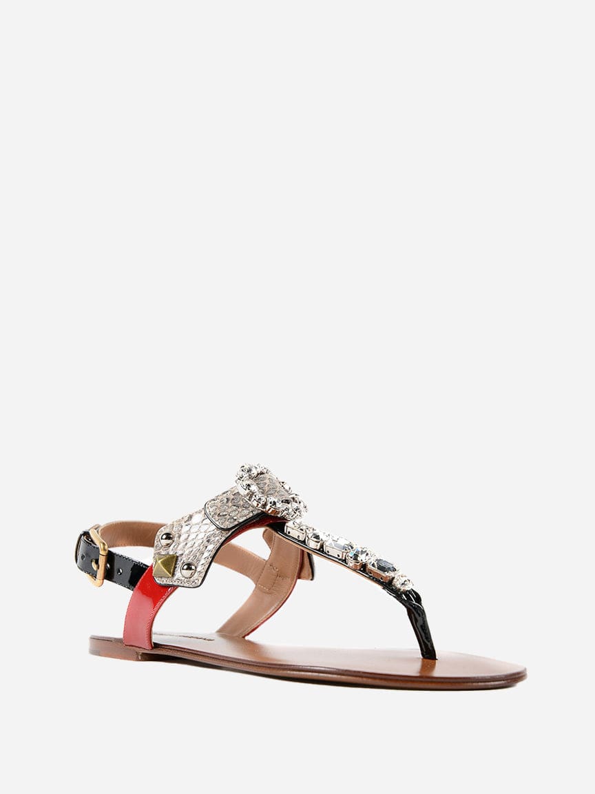 Dolce & Gabbana Ayers and Patent Jewel Sandals