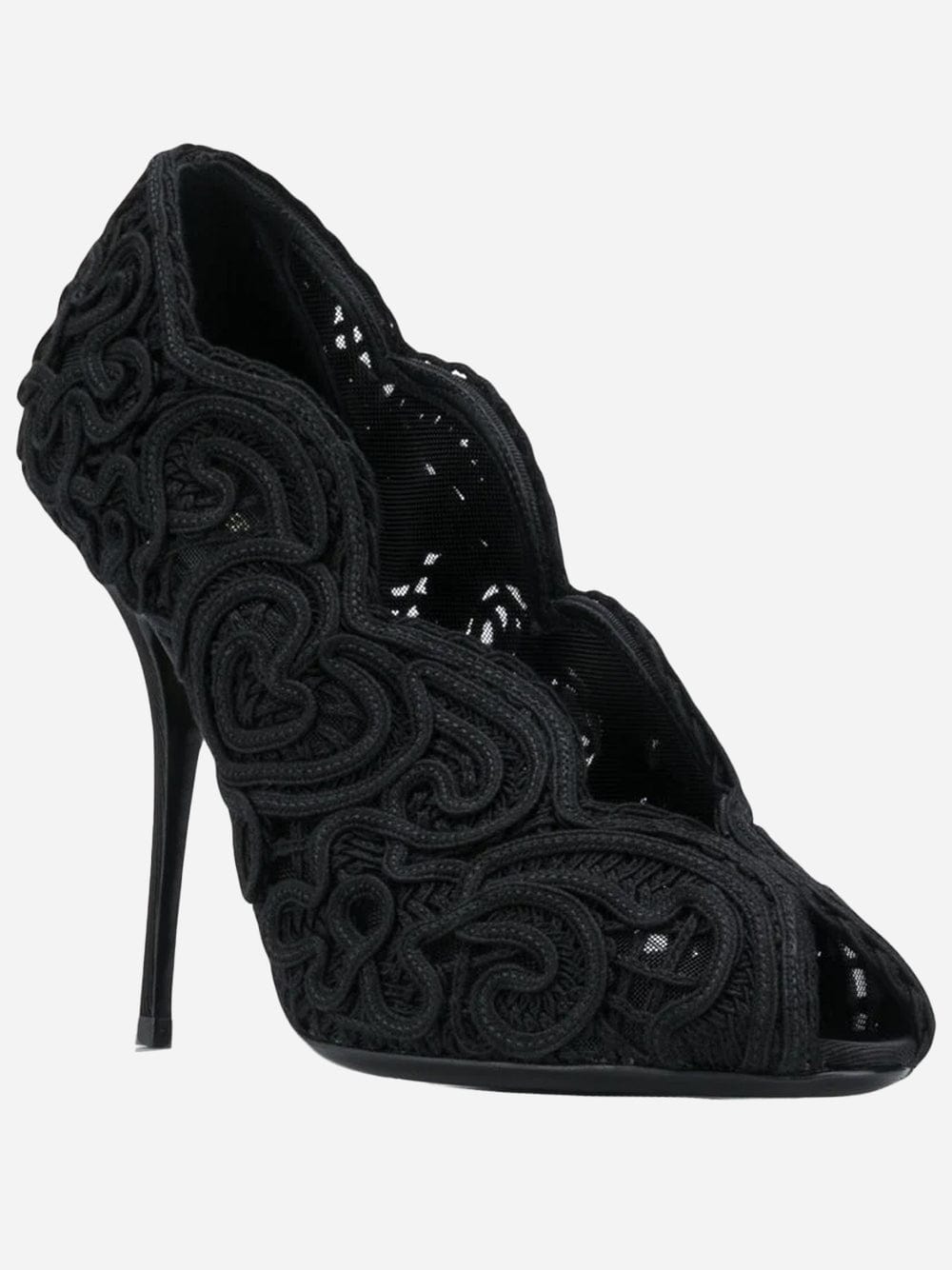 Dolce & Gabbana Cordonetto Lace Peep-Toe Pumps