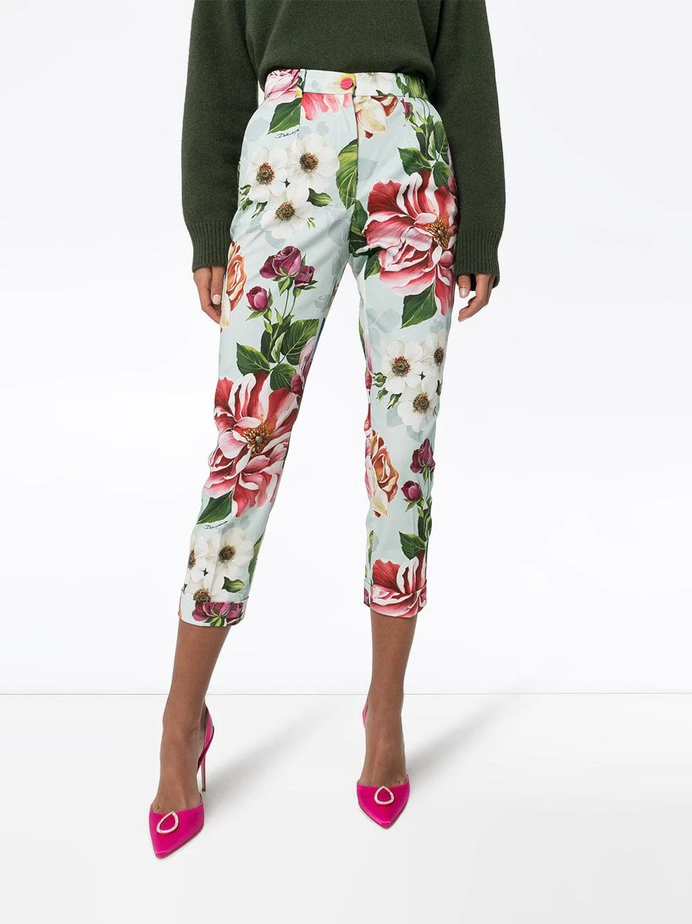 Dolce & Gabbana Cropped Floral-Print Pants