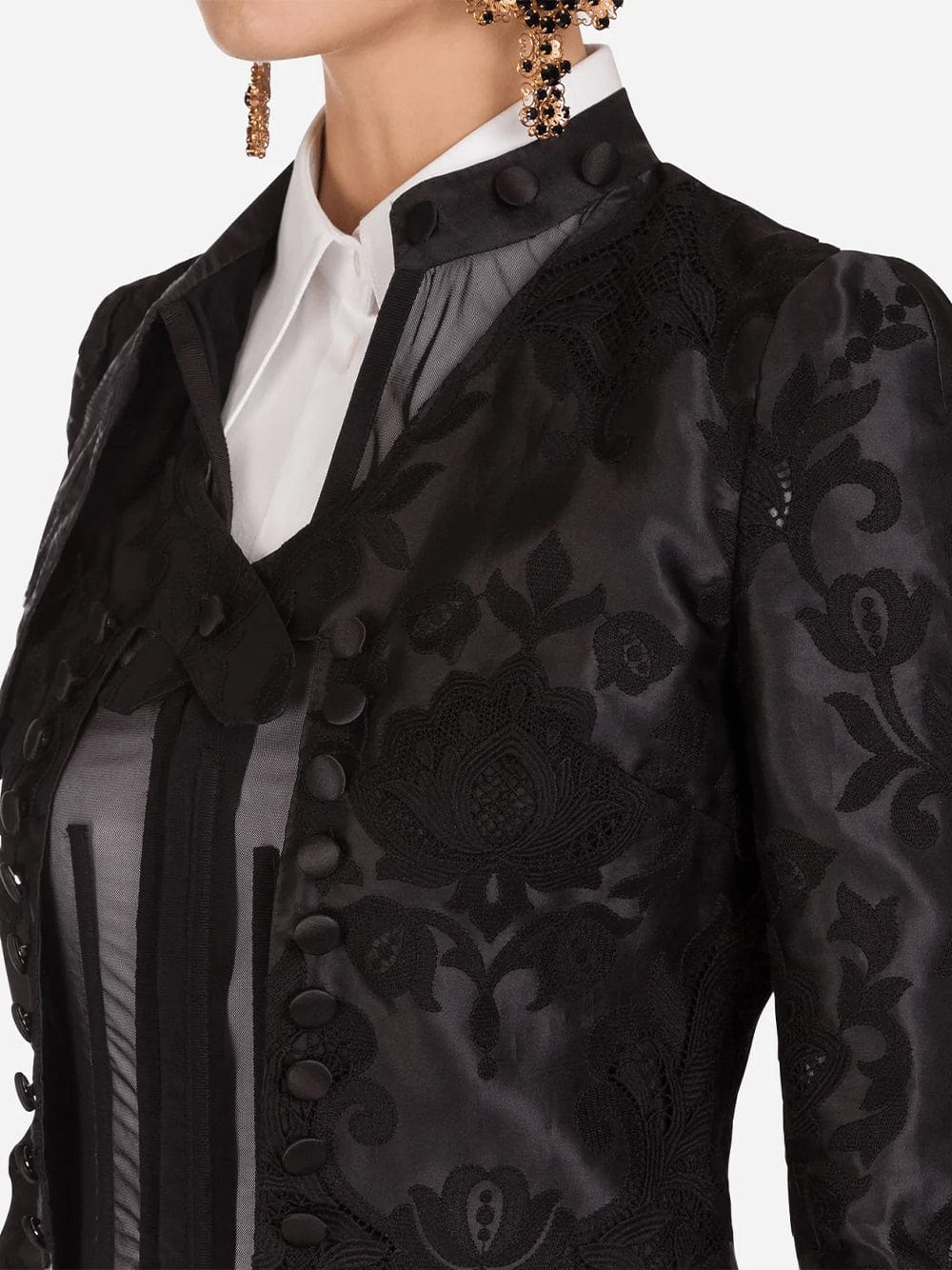 Dolce & Gabbana Cropped Stretch-Tulle Taffeta Jacket