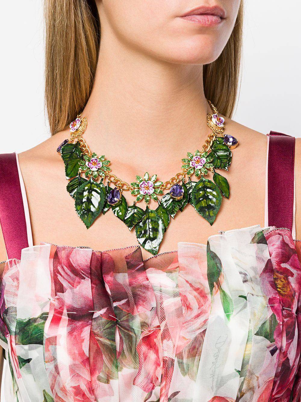 Dolce & Gabbana Embellished Leaf Necklace