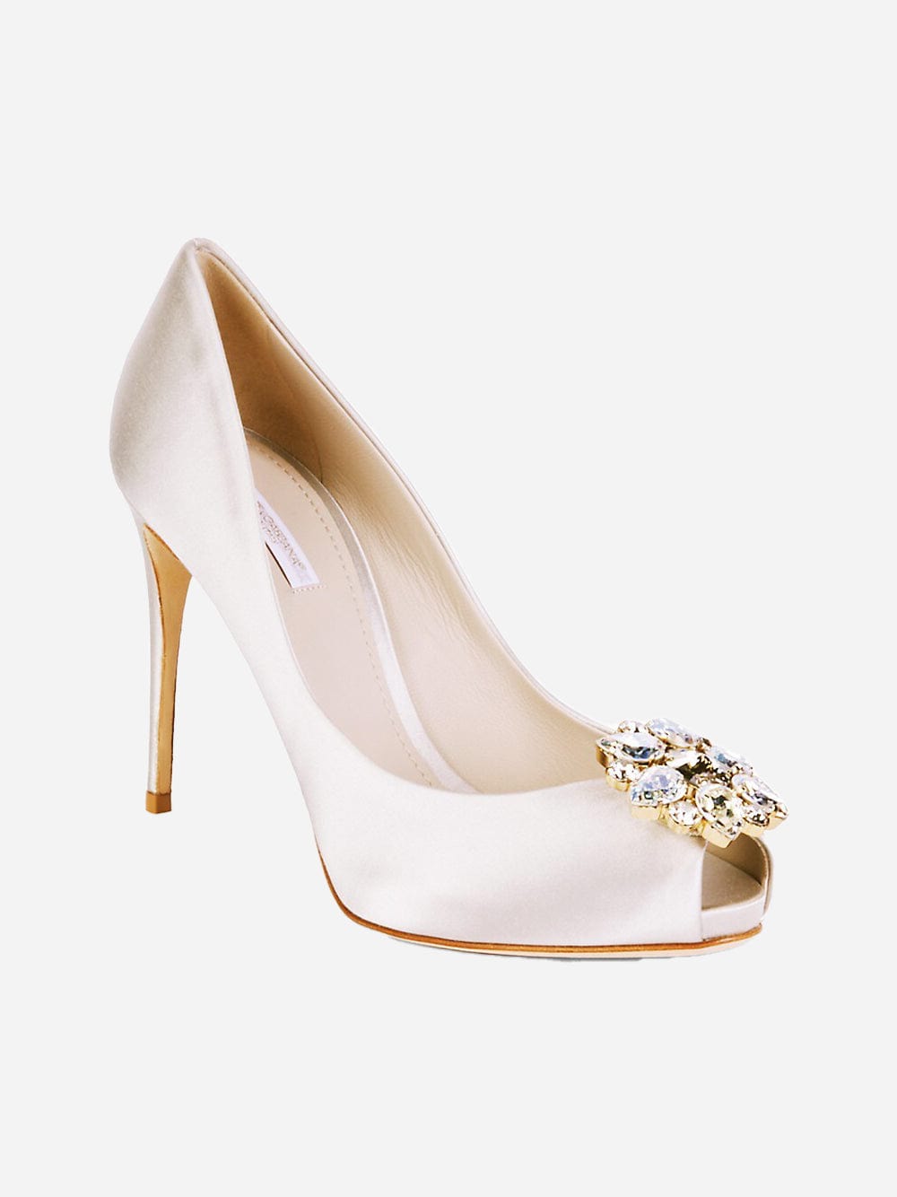 Dolce & Gabbana Embellished Satin Peep-Toe Pumps