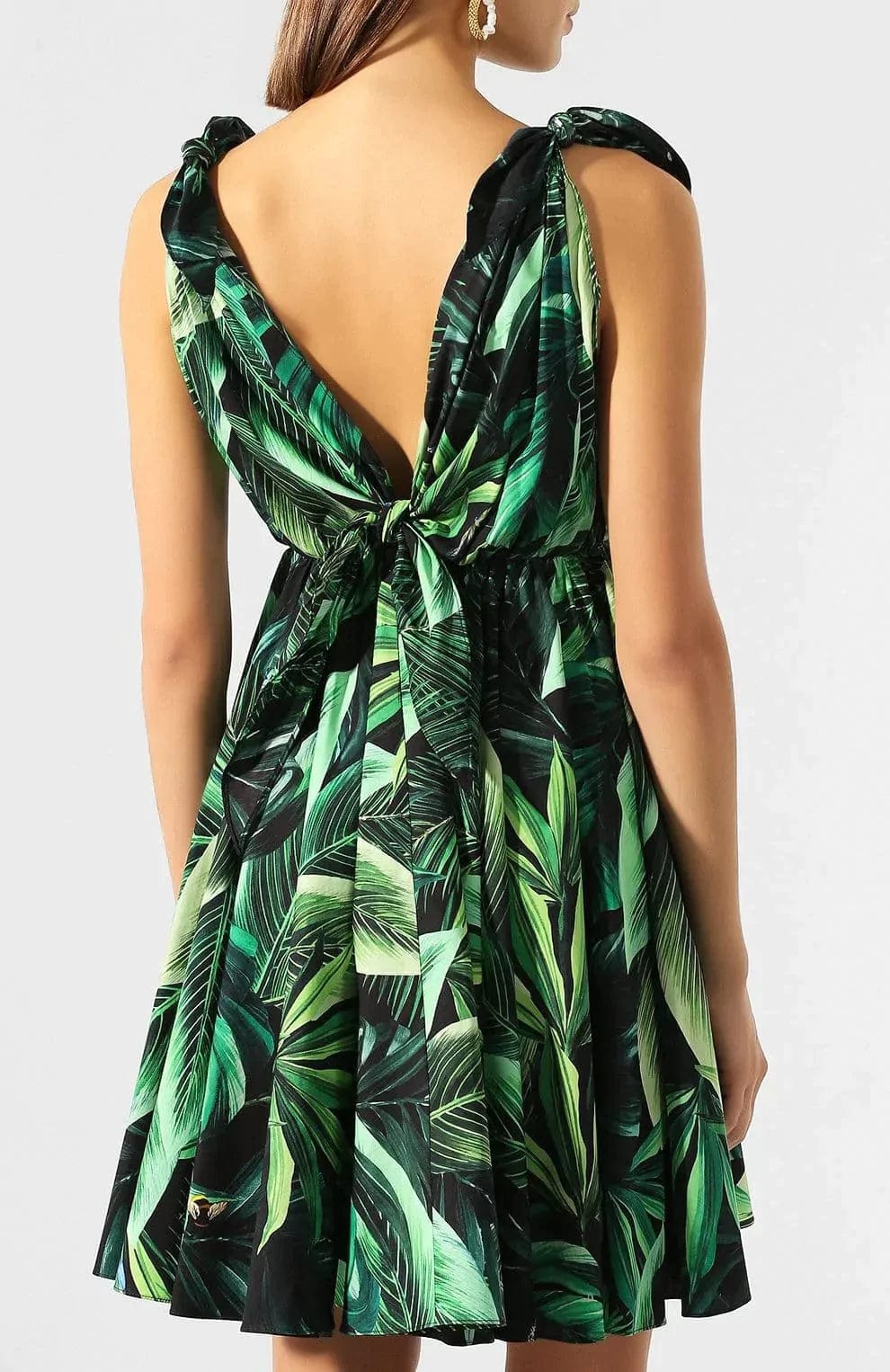Dolce & Gabbana Flocked Leaf Print Mini Dress
