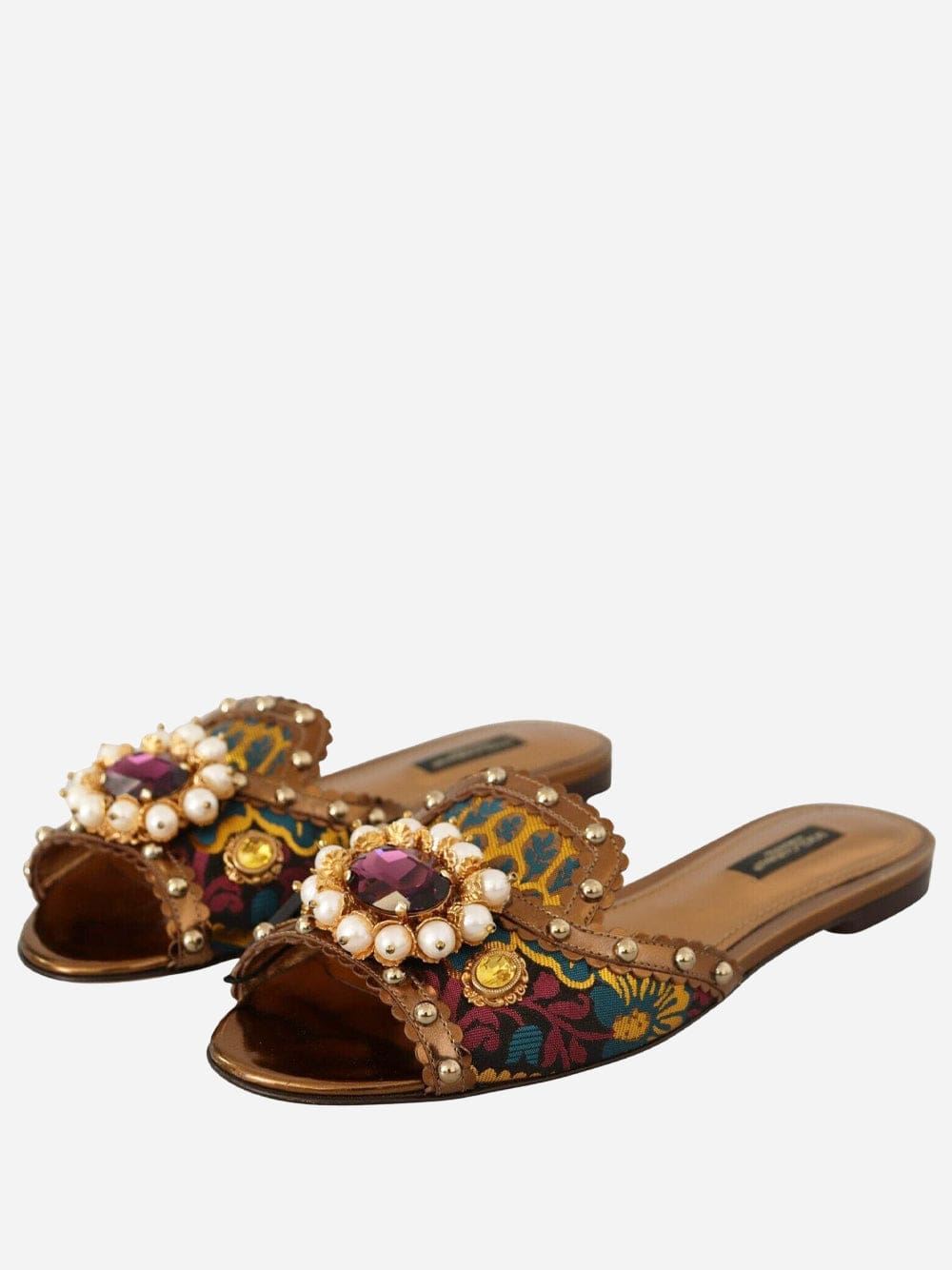 Dolce & Gabbana Floral Pearl Embellished Sandals