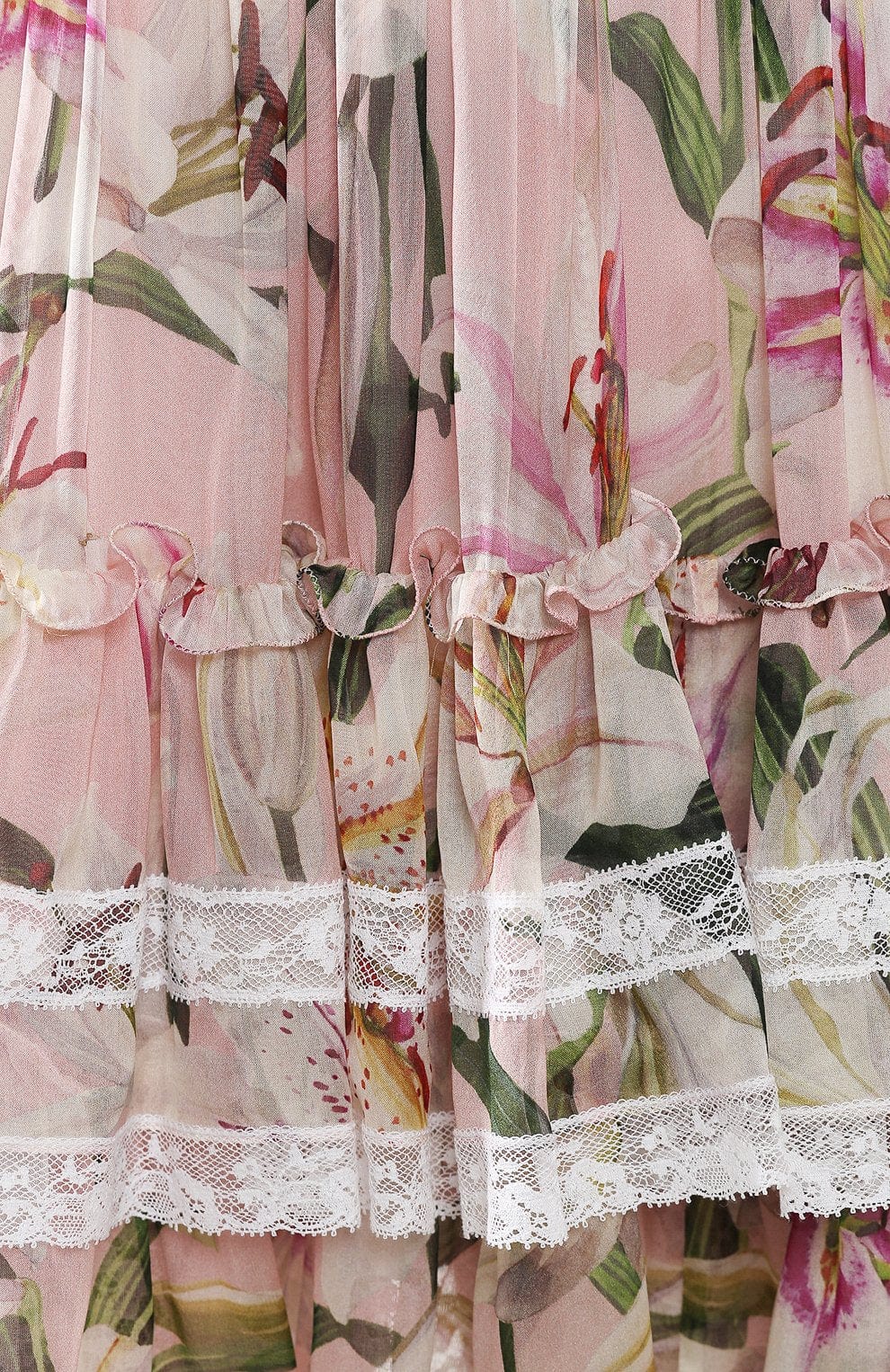 Dolce & Gabbana Floral Print Lace-Trim Skirt