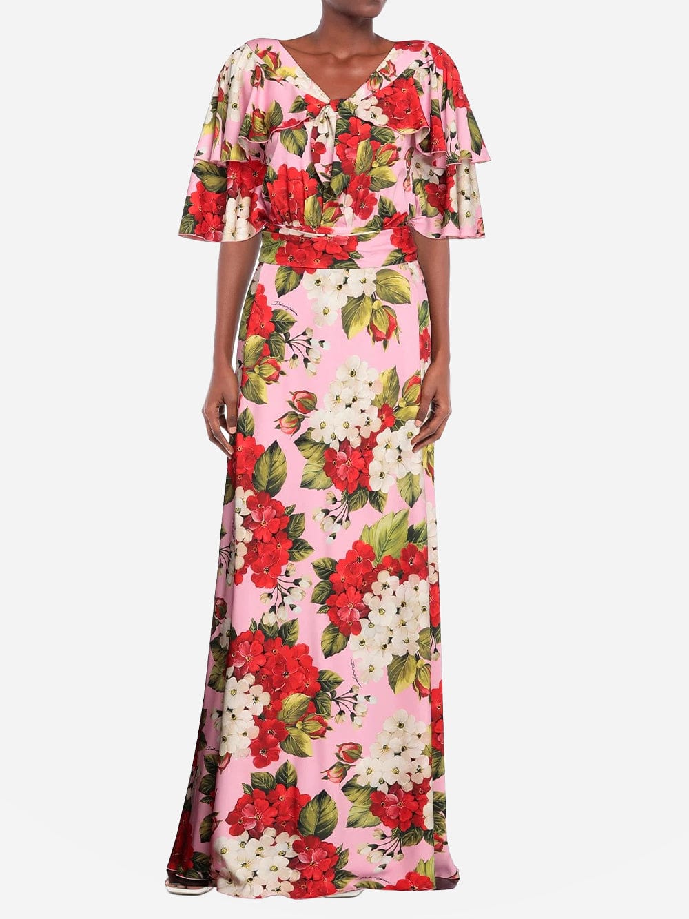 Dolce & Gabbana Floral-Print Belted Maxi Dress