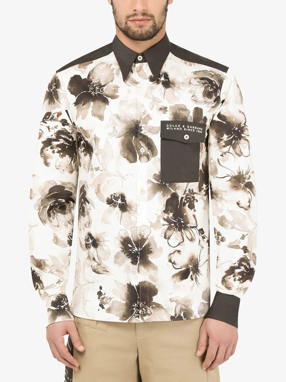 Dolce & Gabbana Floral-Print Pocket Shirt
