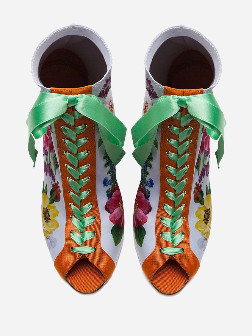 Dolce & Gabbana Geranium Print Lace-Up Boots