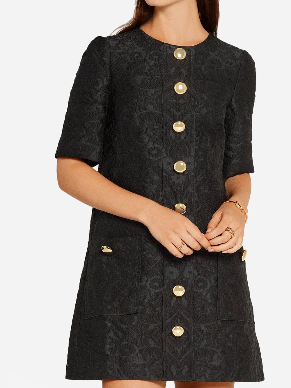 Dolce & Gabbana Jacquard Button-Embellished Mini Dress
