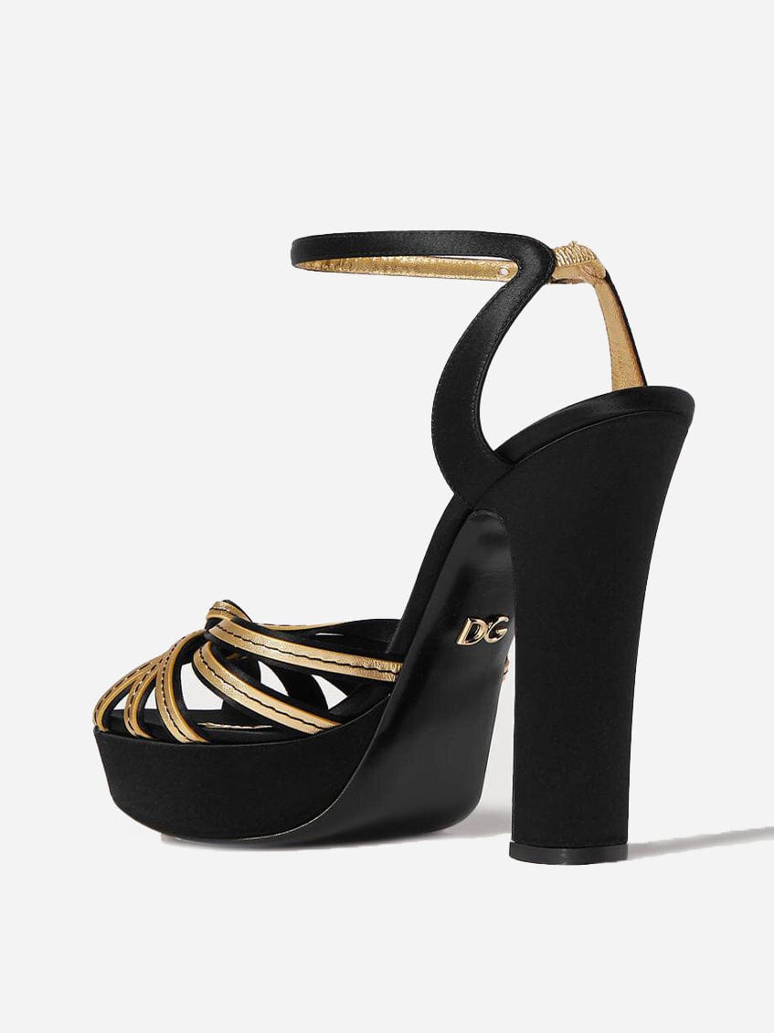 Dolce & Gabbana Knotted Metallic Satin Platform Sandals