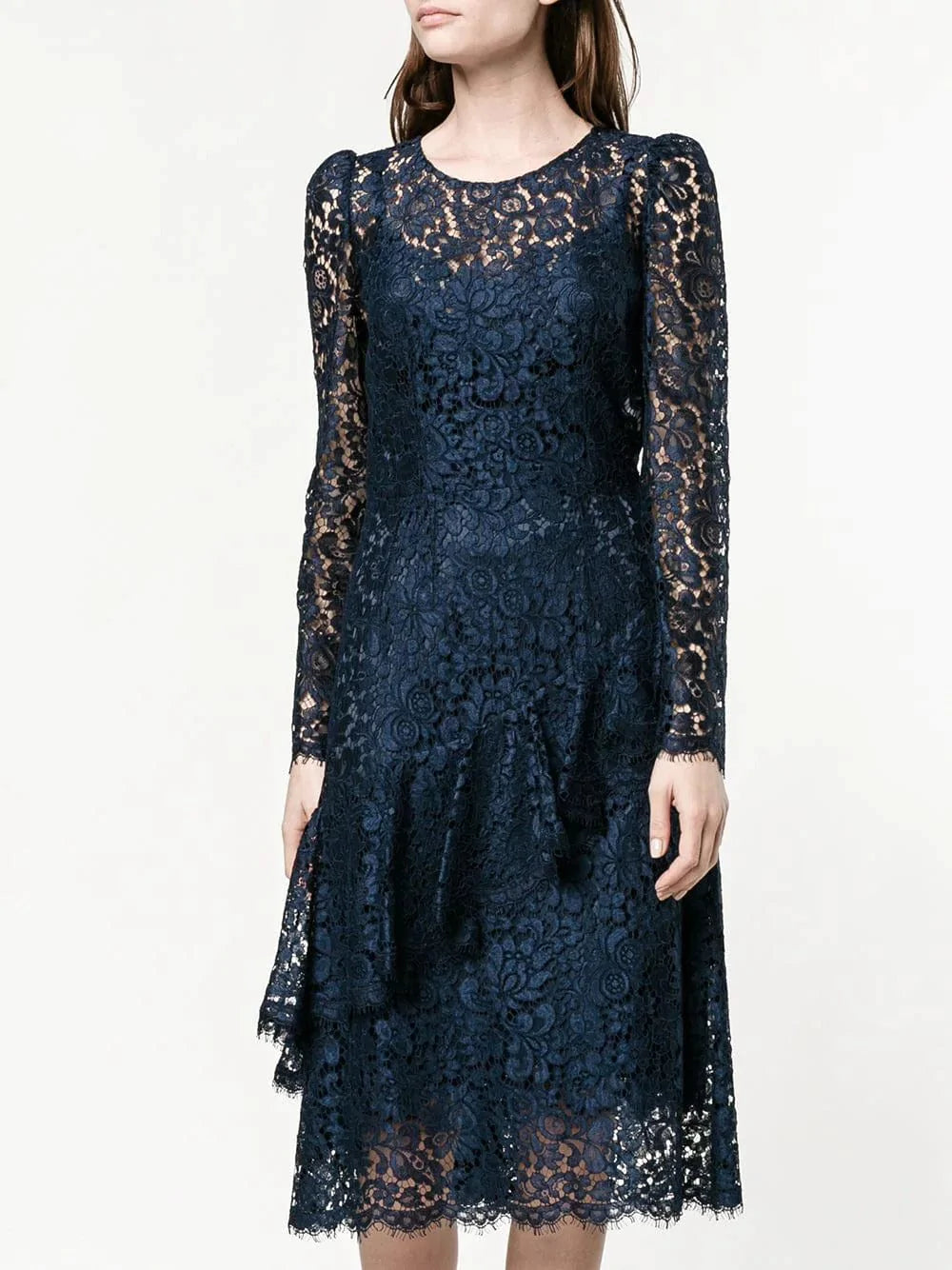 Dolce & Gabbana Lace Ruffle Midi Dress