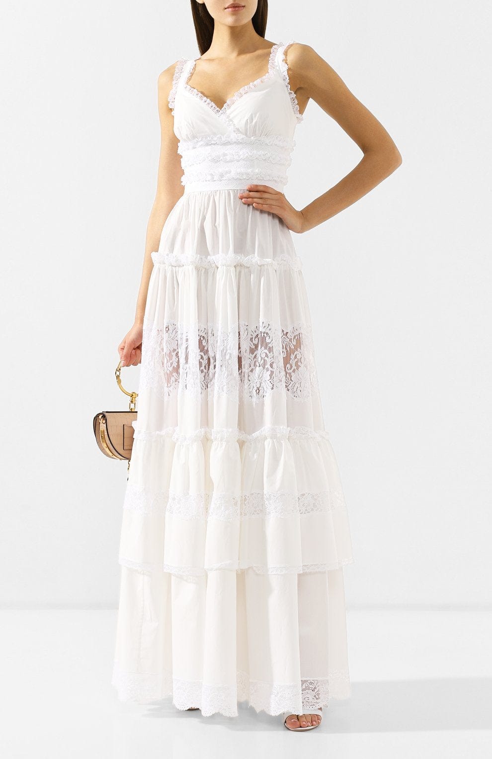 Dolce & Gabbana Lace Trim Maxi Dress