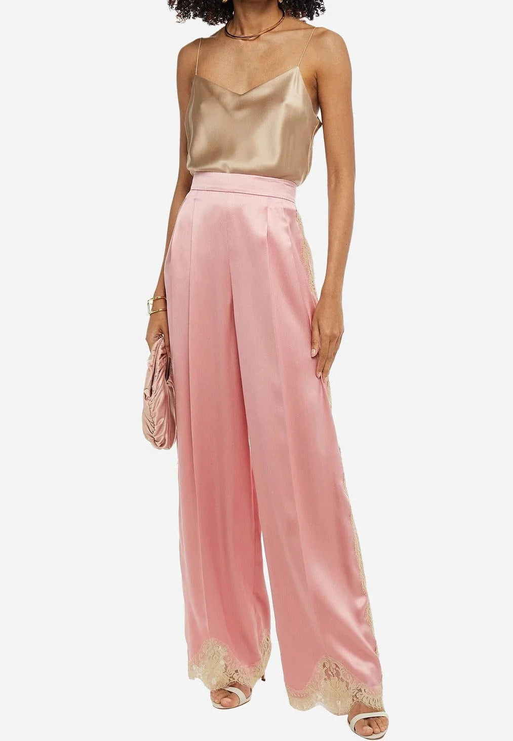 Dolce & Gabbana Lace-Trimmed Silk Trousers
