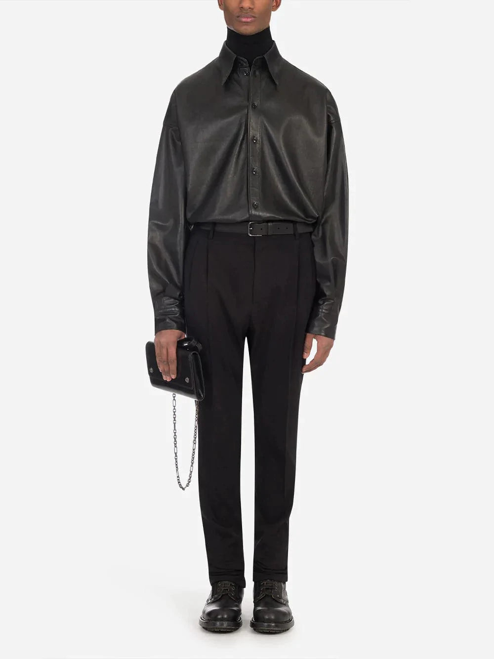 Dolce & Gabbana Leather Button-Down Shirt