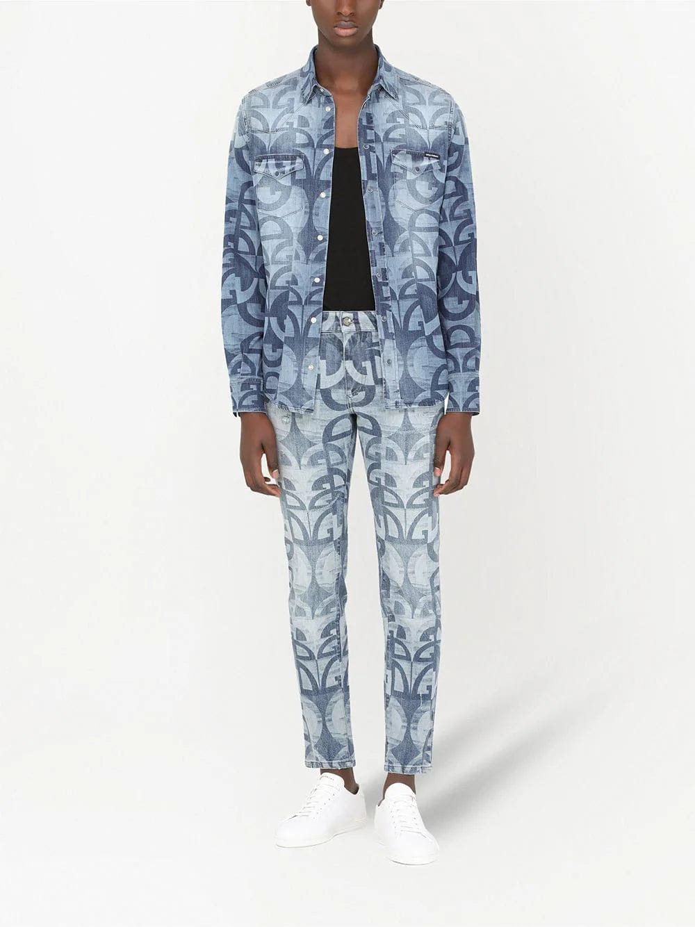 Dolce & Gabbana All-Over Logo Denim Shirt
