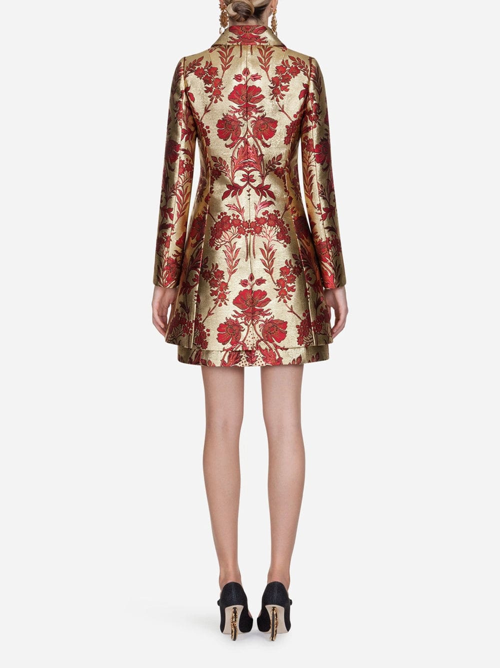Dolce & Gabbana Metallic Floral-Jacquard Coat