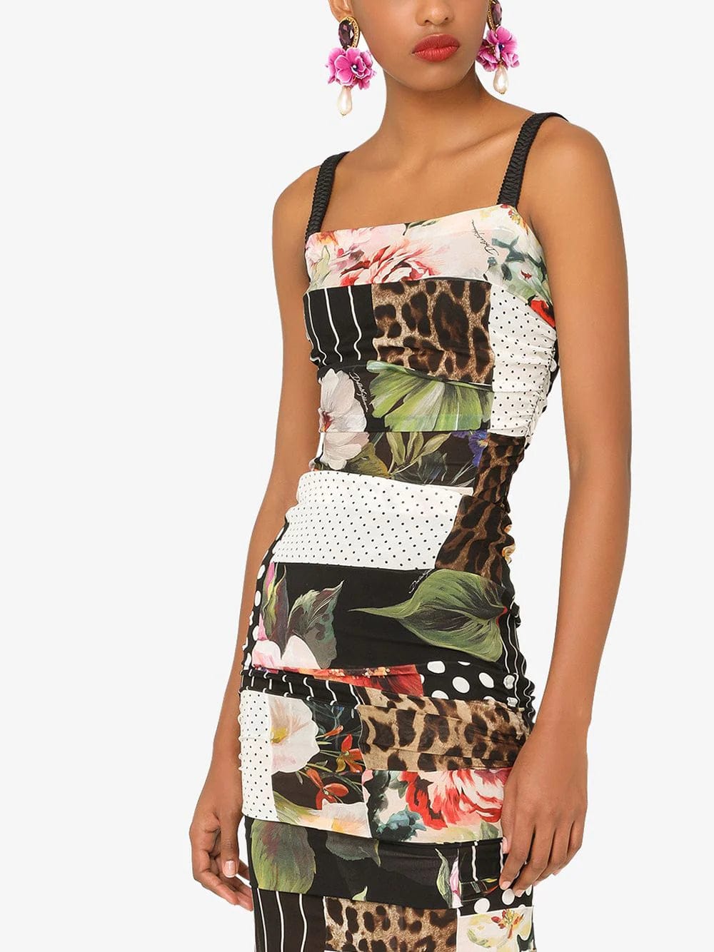 Dolce & Gabbana Mixed Print Midi Dress