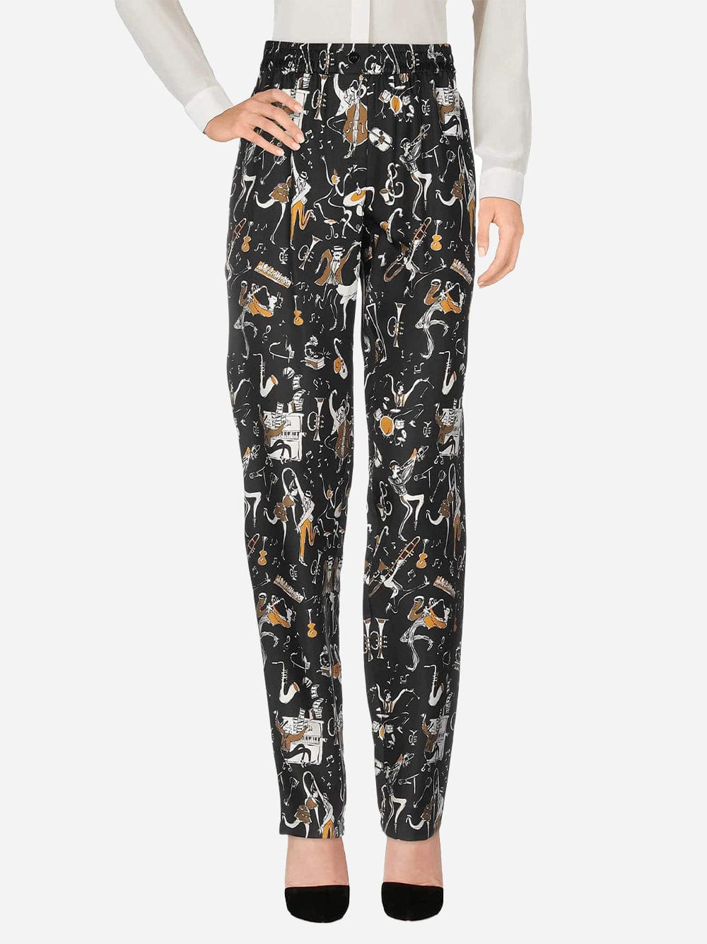 Dolce & Gabbana Musical Instrument Print Casual Trousers