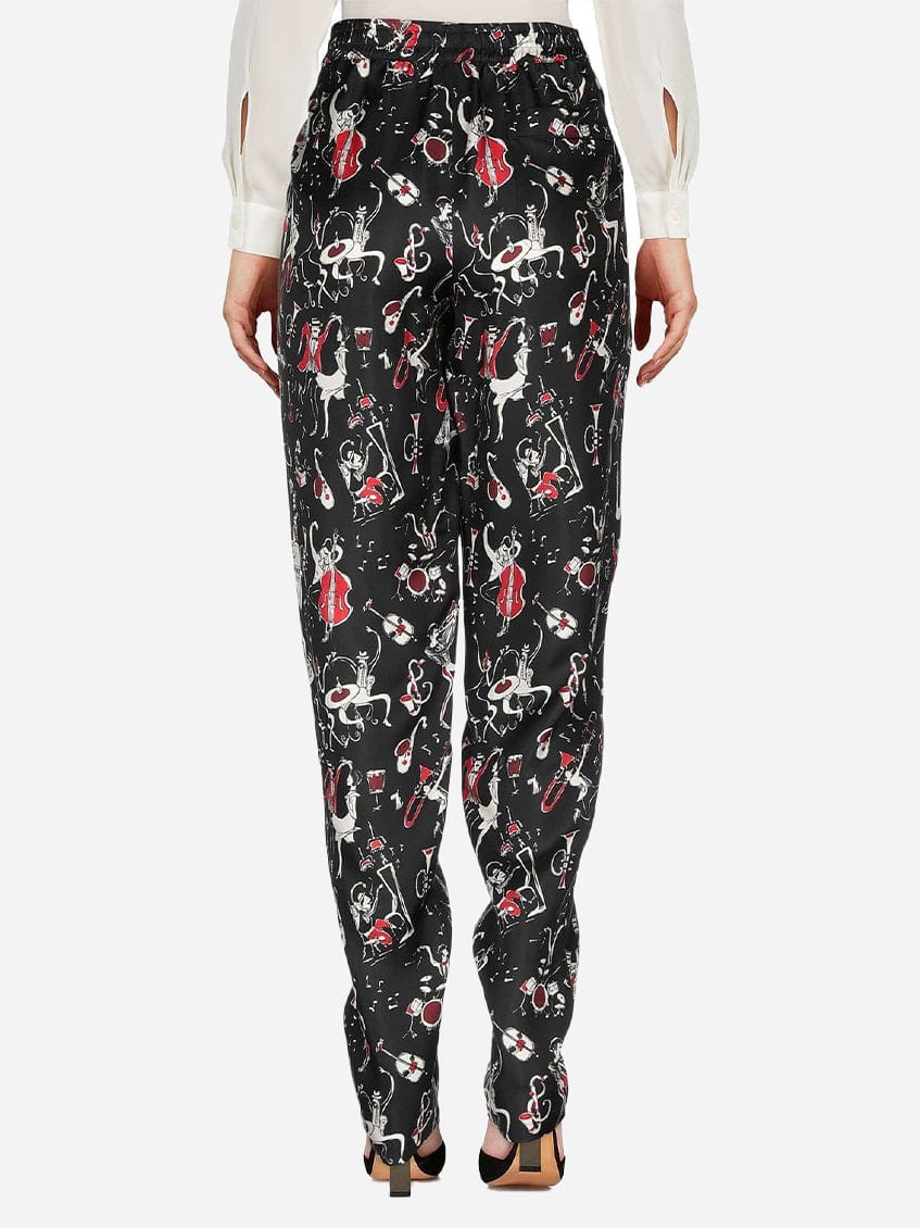 Dolce & Gabbana Musical-Print Silk Pants