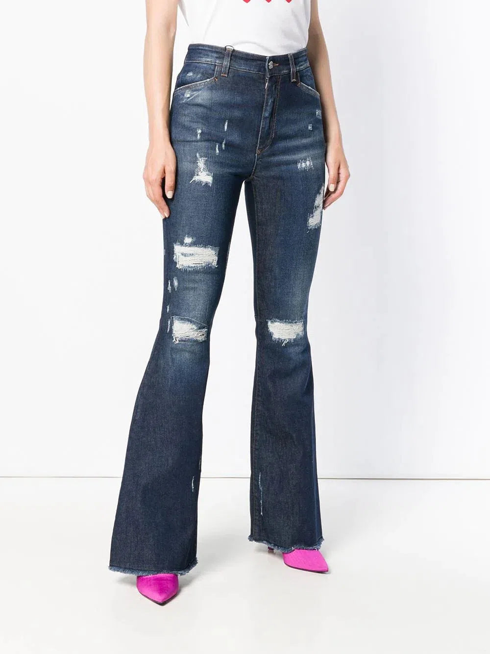 Dolce & Gabbana Ripped Detail Bootcut Jeans