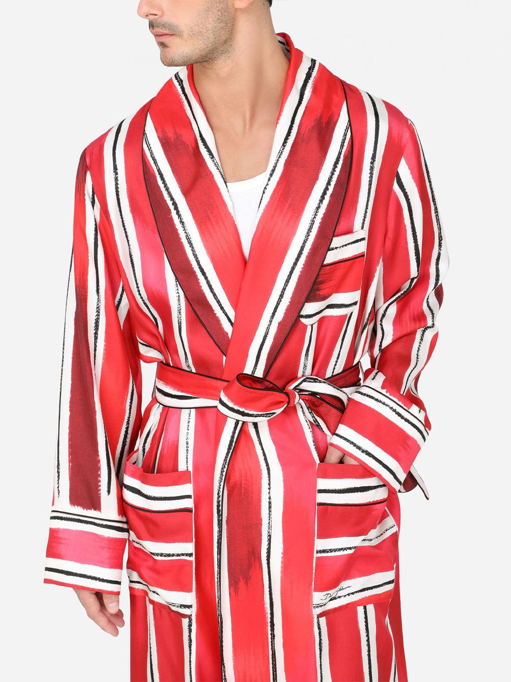 Dolce & Gabbana Silk Brushstroke-Print Robe