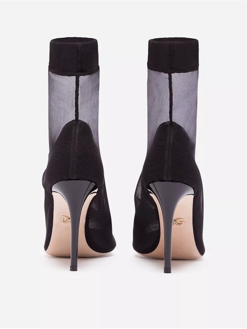 Dolce & Gabbana Stretch Tulle And Patent Leather Booties