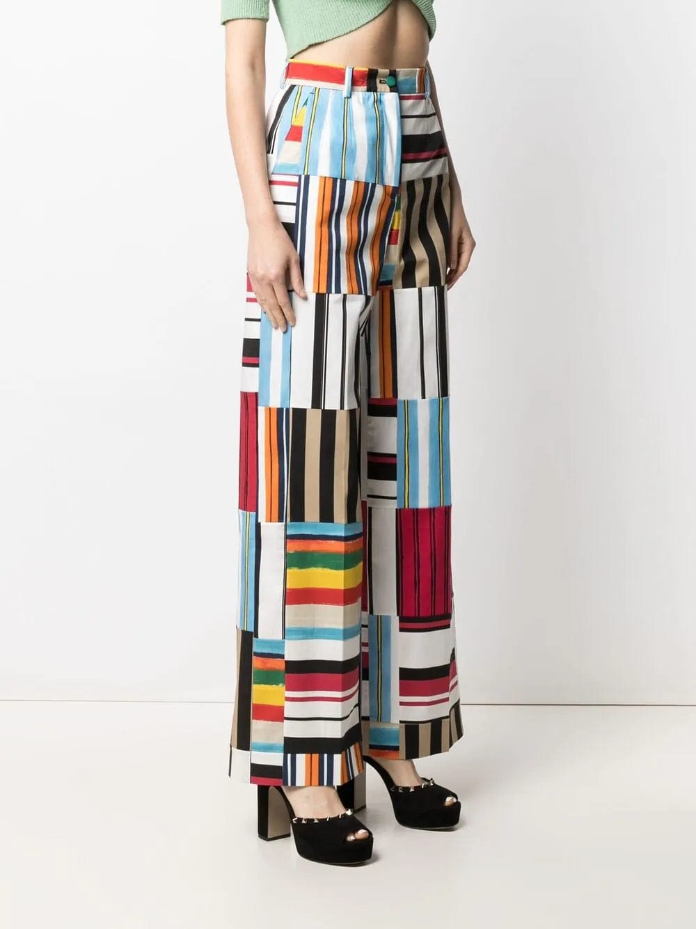 Dolce & Gabbana Stripe-Print High-Waisted Pants