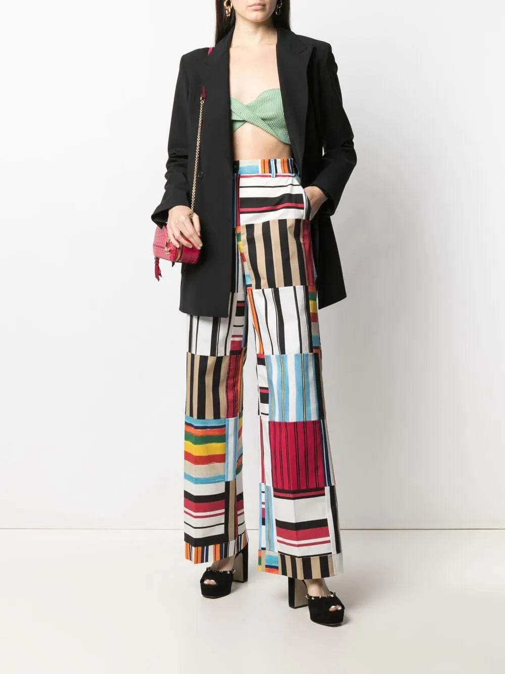 Dolce & Gabbana Stripe-Print High-Waisted Pants