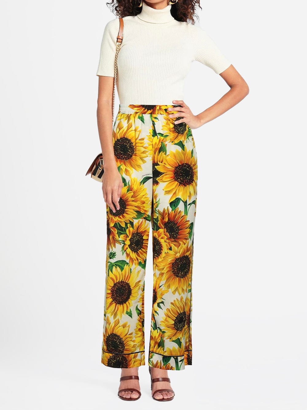 Dolce & Gabbana Sunflower Print Poplin Pants