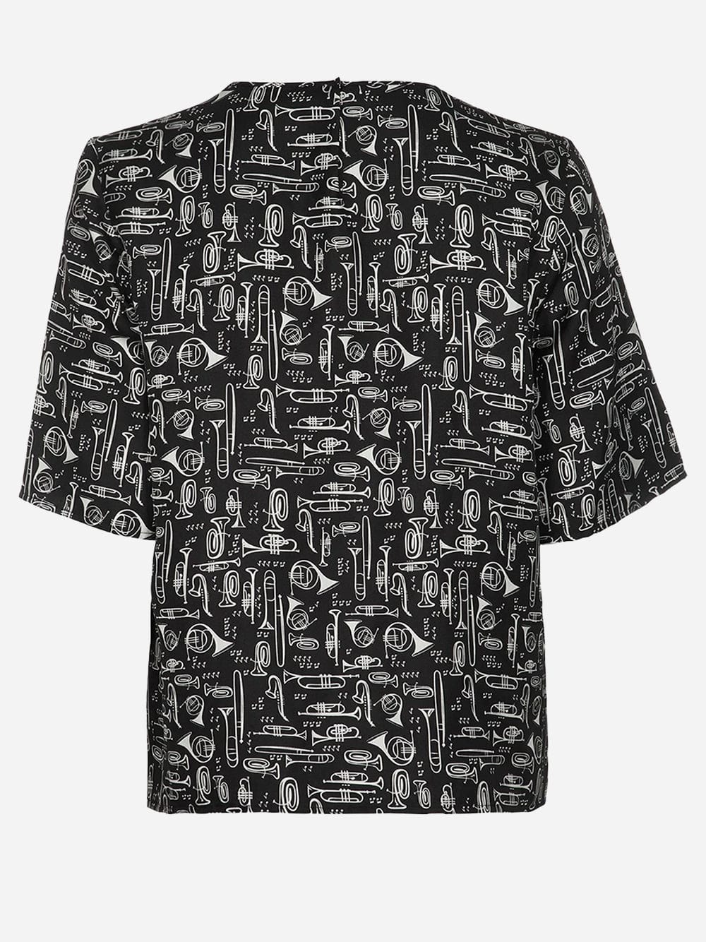 Dolce & Gabbana Trumpets-Print Silk Blouse