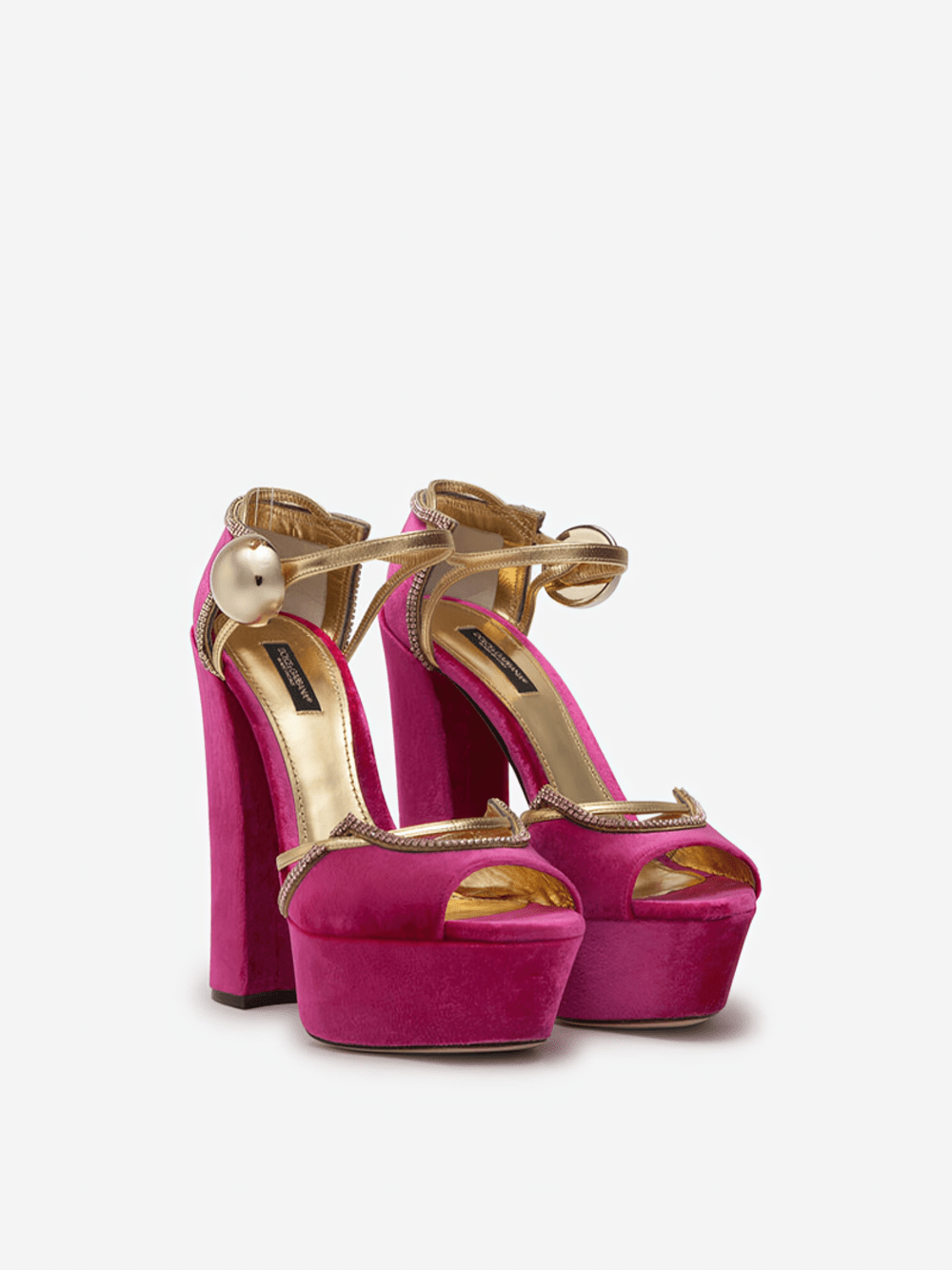 Dolce & Gabbana Velvet And Mordore Platform Sandals