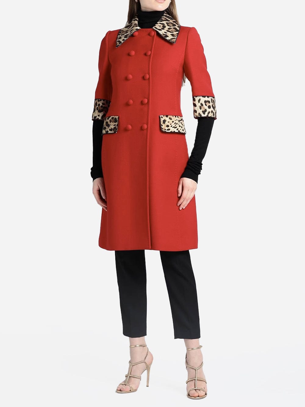 Dolce & Gabbana Leopard-Print Double-Breasted Trench Coat