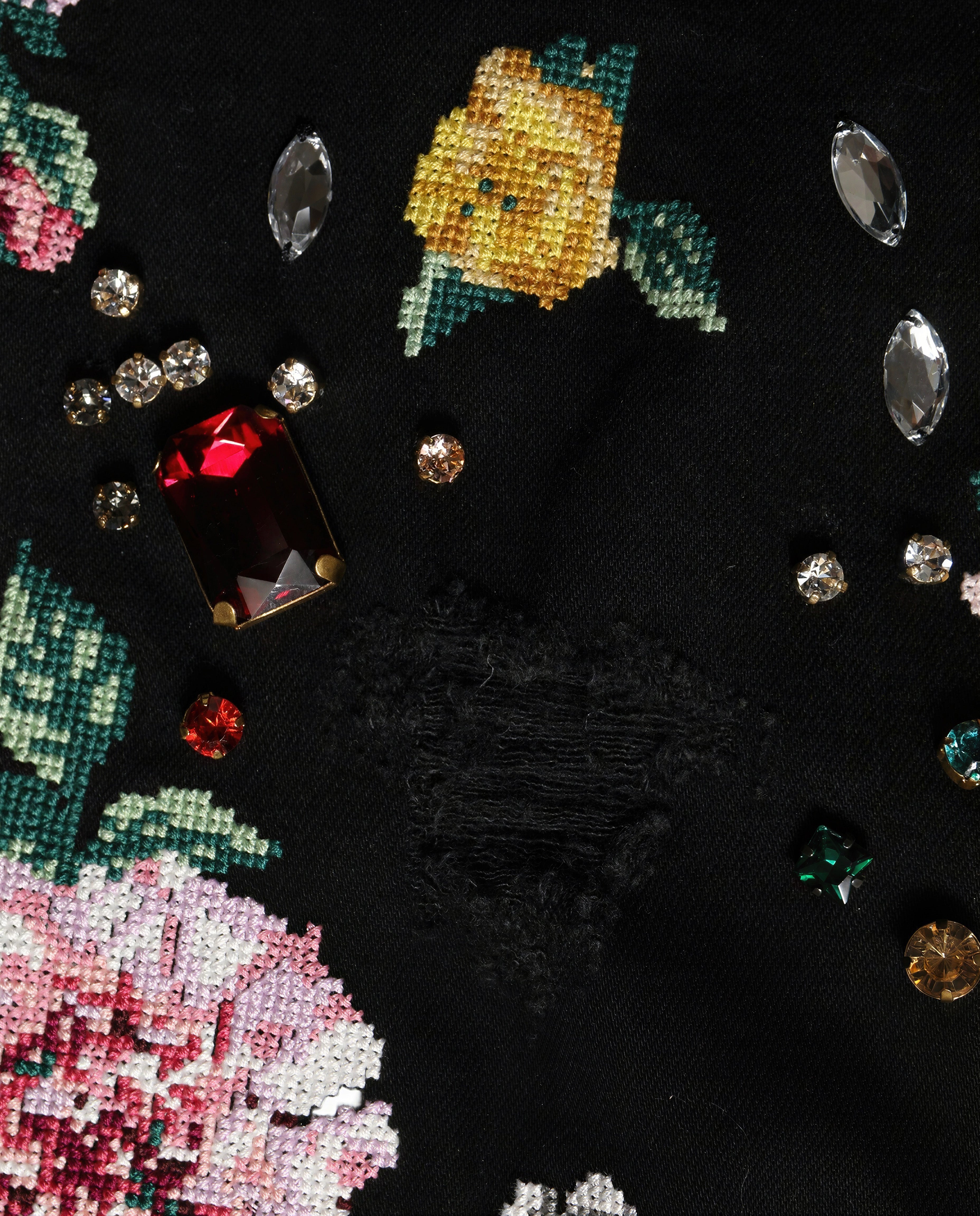 Dolce & Gabbana Floral Crystal Embellished Straight Jeans detail view