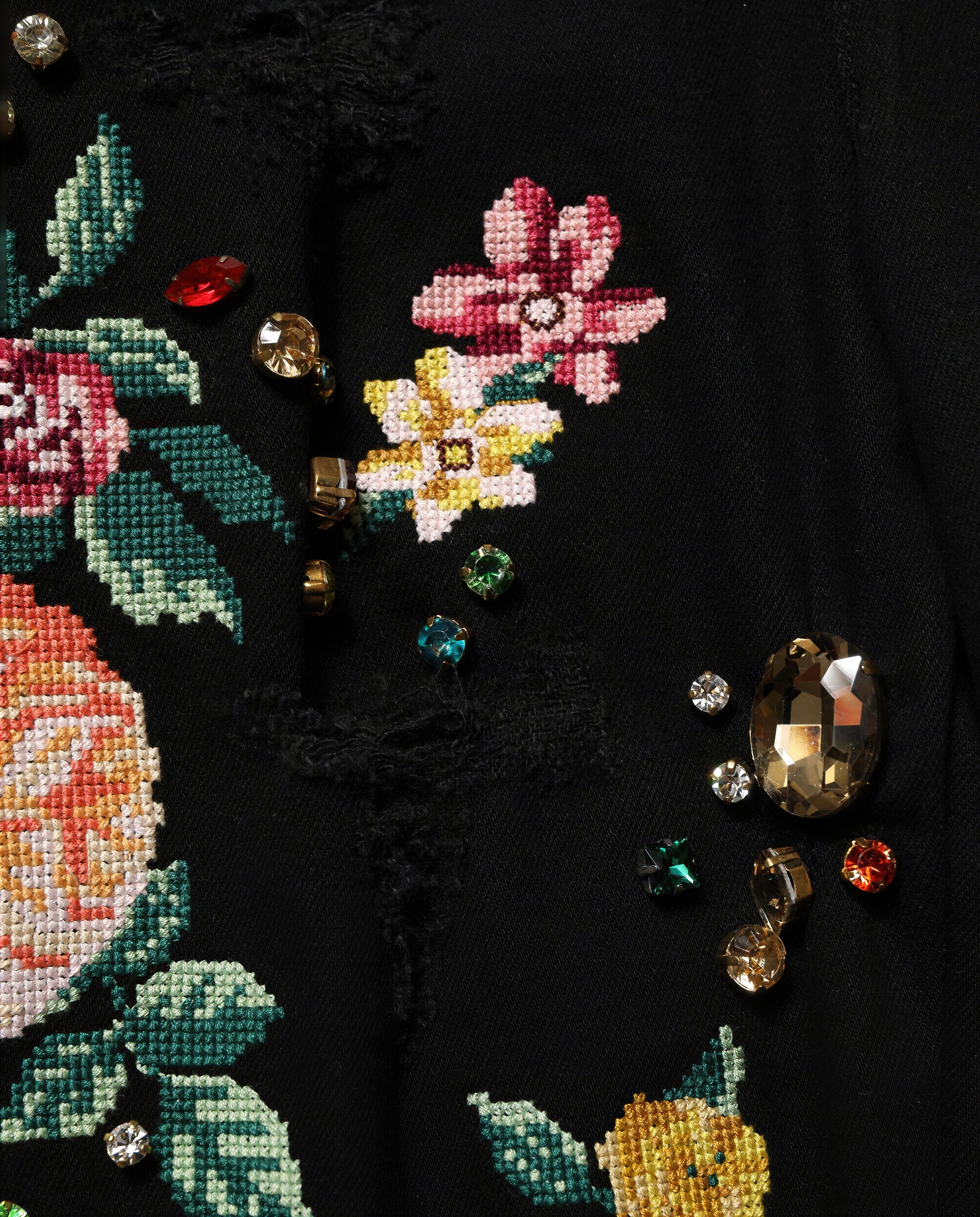 Dolce & Gabbana Floral Crystal Embellished Straight Jeans detail view