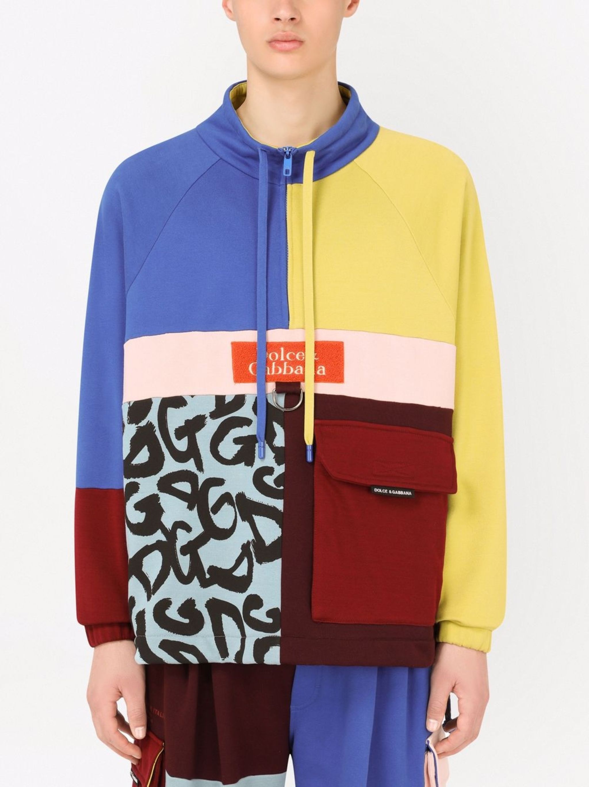 Color-Block-Kurzzip-Sweatshirt