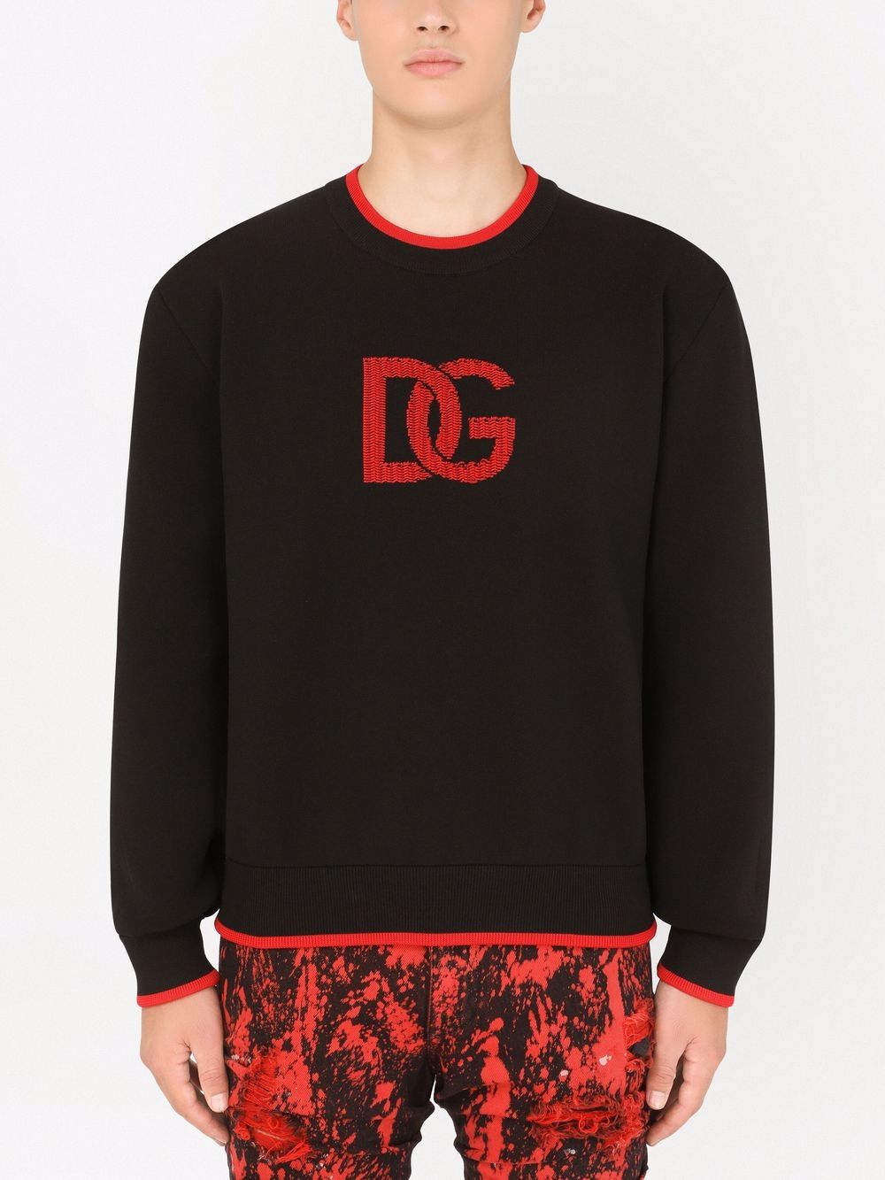 Logo-Print-Kontrast-Trim-Pullover