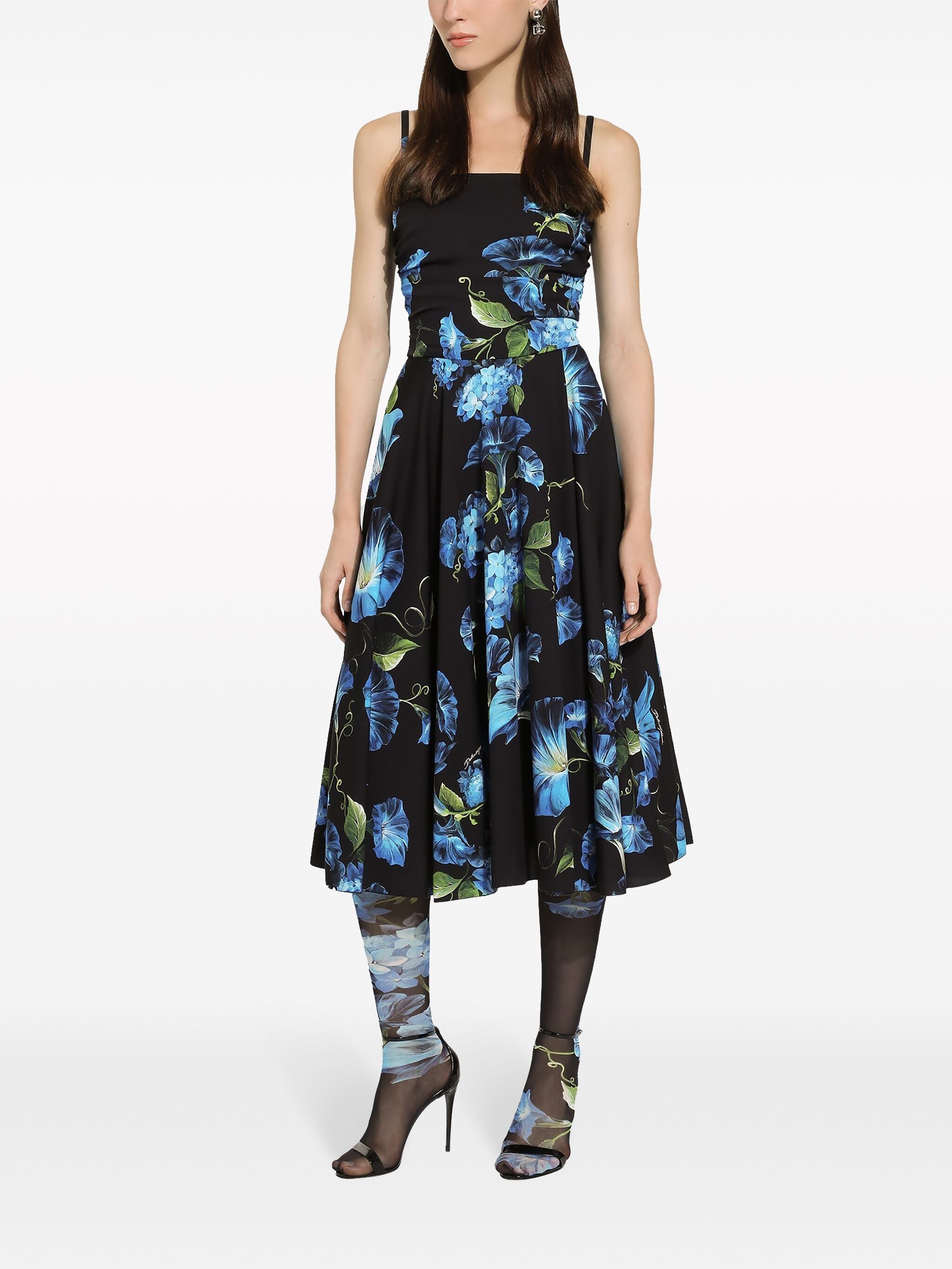 Campanula-Print Midi Dress