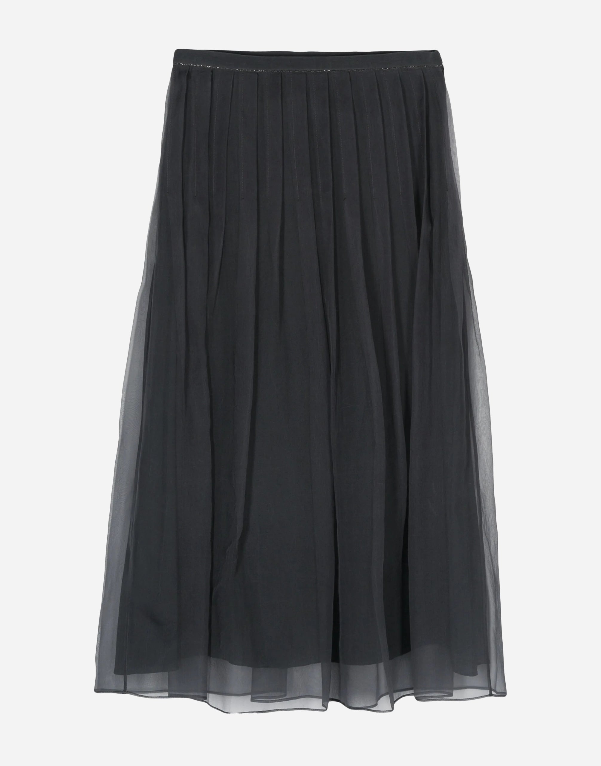 Organza Plated Midi Skirt