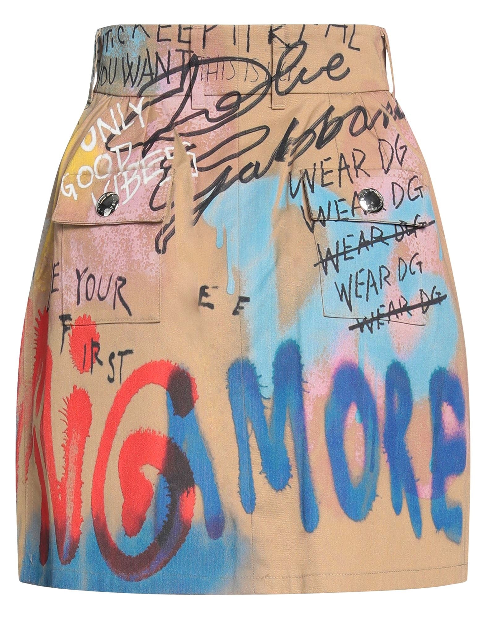 Graffiti Print High-Waist Pleated Shorts